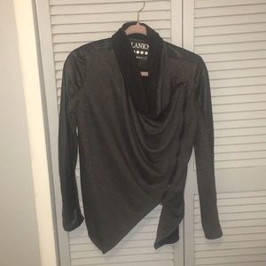 Blank NYC leather and cotton sweater top